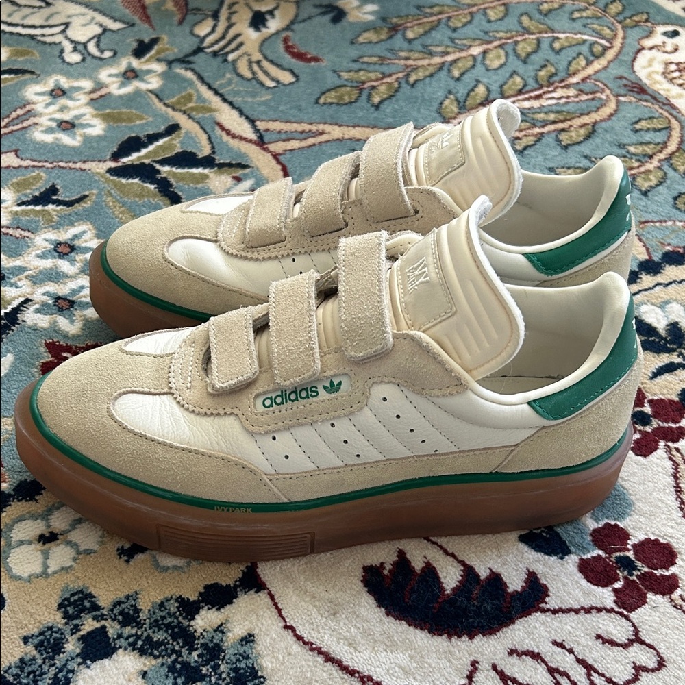 Adidas X Ivy Park Women’s Cream & Green Velcro Athletic Sneakers